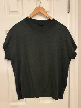 Tahari Dark Green Short-Sleeve Knit Top